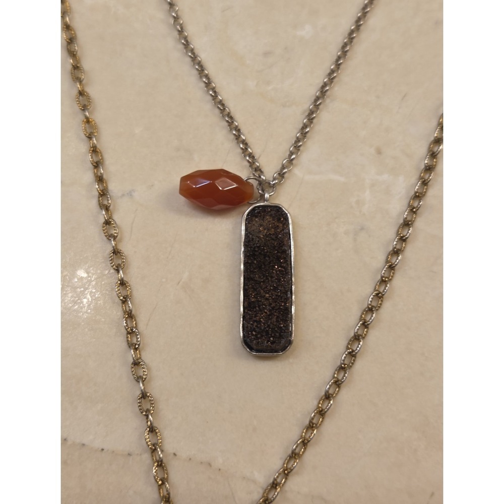Retired Silpada Mix Master Necklace N3102 18-20" Sterling Silver, Agate, Brass - Picture 7 of 10